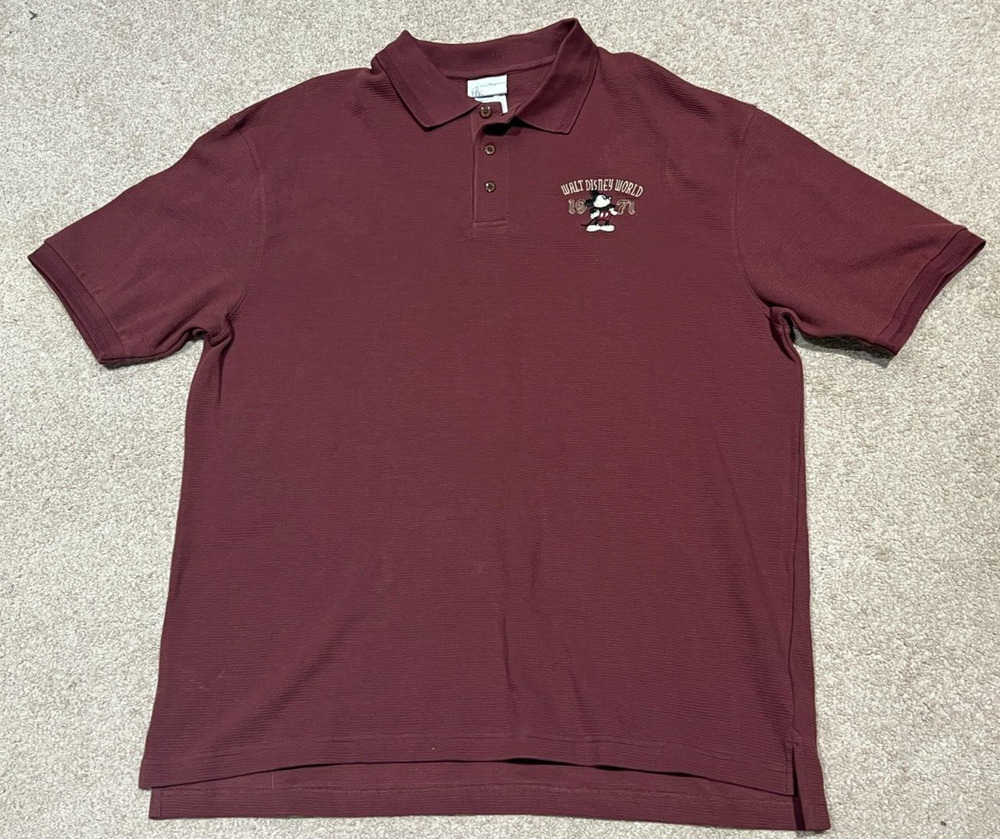 Walt Disney World Mens Polo Shirt 1971 Burgundy Size XL